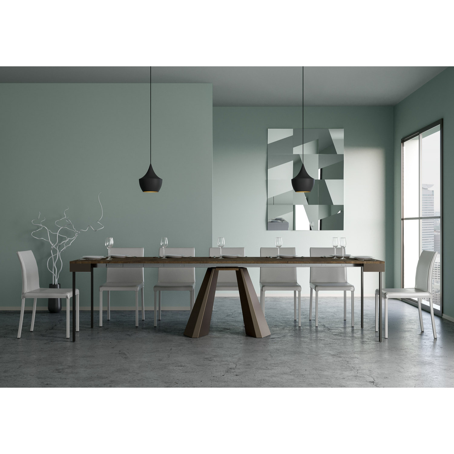 Consola extensible 90x40/300 cm Diamante Evolution Nogal estructura Orso