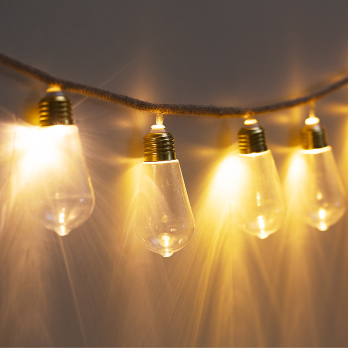 Guirlande LED 10 ampoules - métal L165 cm