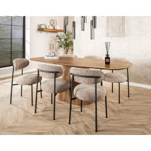 Adelia - lot de 2 chaises - pieds en métal - en tissu texturé - Sable