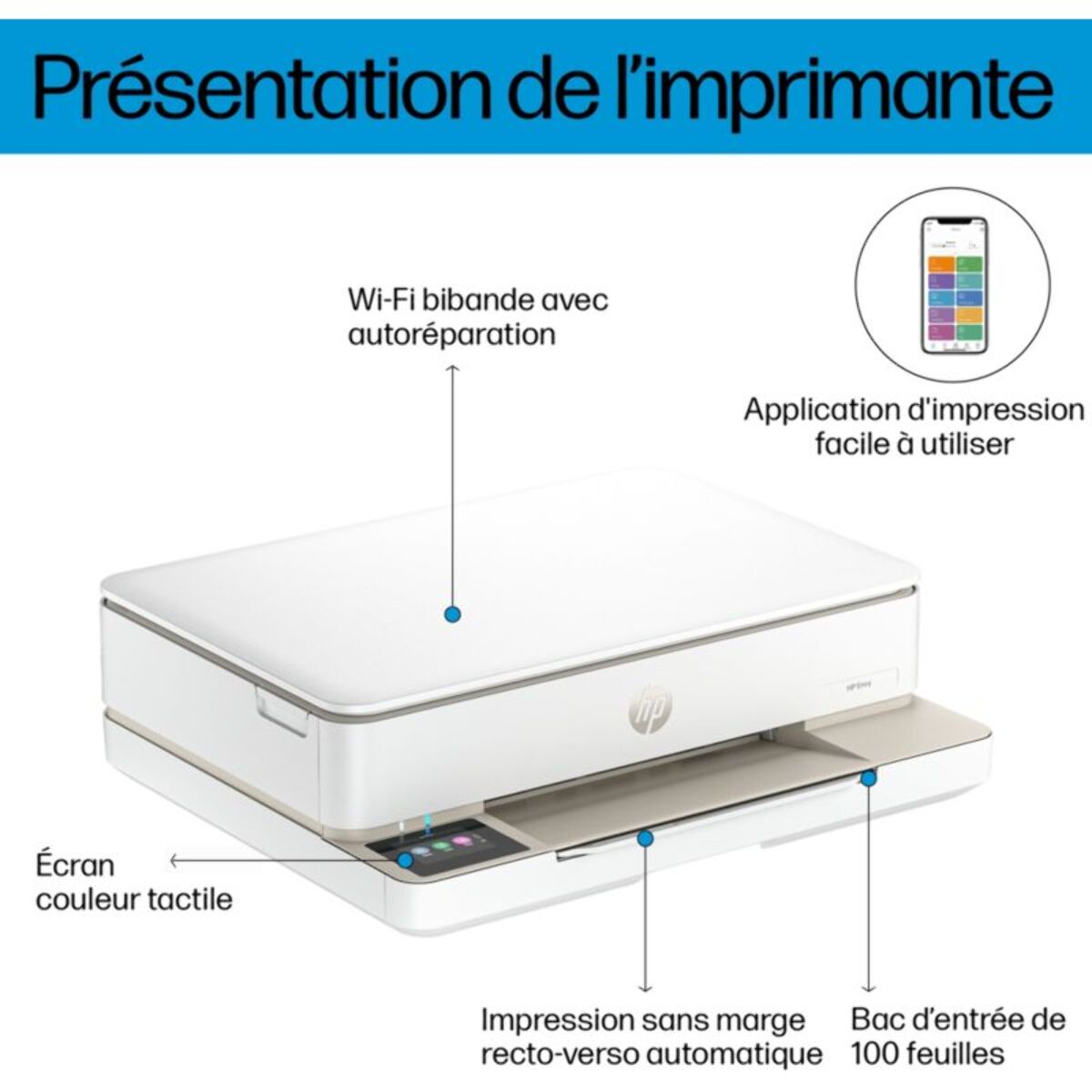 Imprimante jet d'encre HP Envy 6132e/6120e éligible Instant Ink