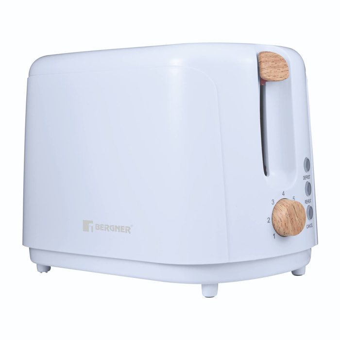 Bergner NATURALLY Tostadora de 2 rebanadas 700W y 7 velocidades