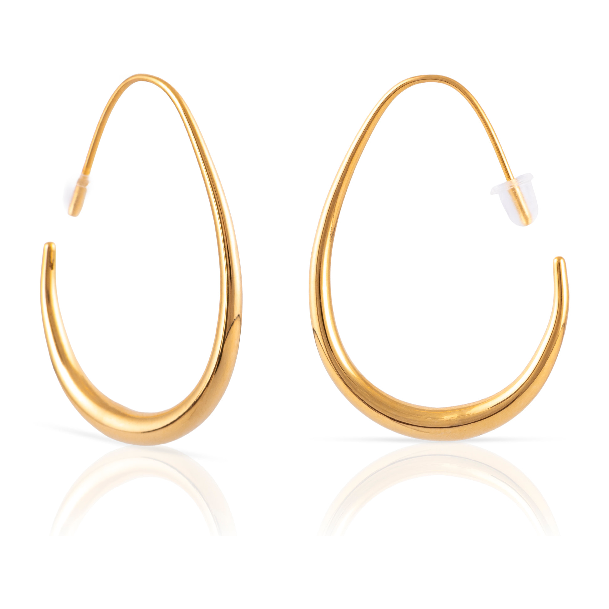 Pendientes de gancho lisos de cobre con baño de oro auténtico 29.5 mm.