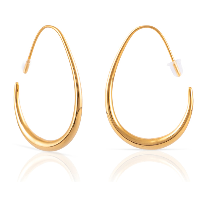 Pendientes de gancho lisos de cobre con baño de oro auténtico 29.5 mm.