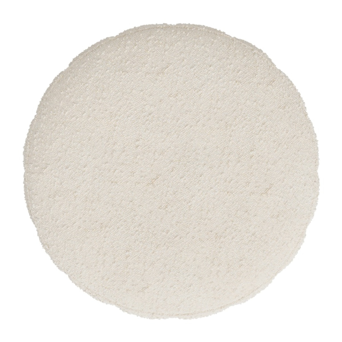 Pouf rond en tissu blanc bouclé - Eva