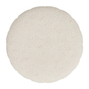 Pouf rond en tissu blanc bouclé - Eva