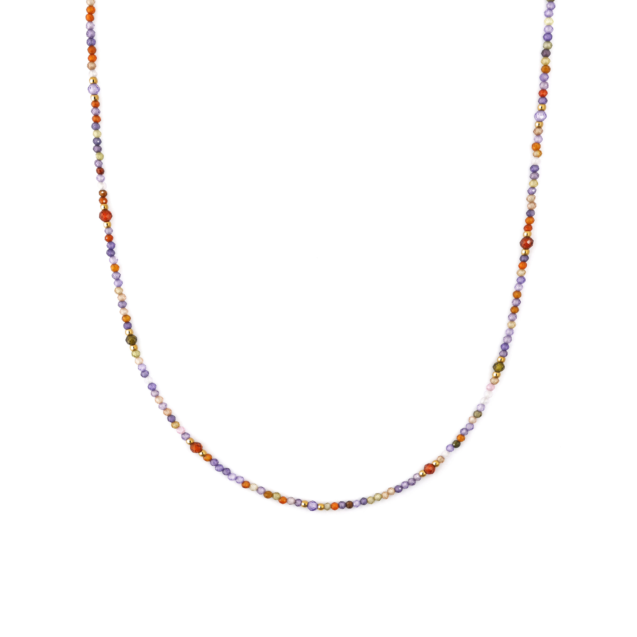 Collar Long Full Crystal Summer Acero Baño Oro