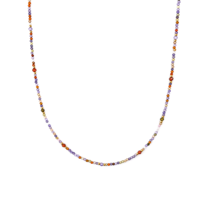 Collar Long Full Crystal Summer Acero Baño Oro