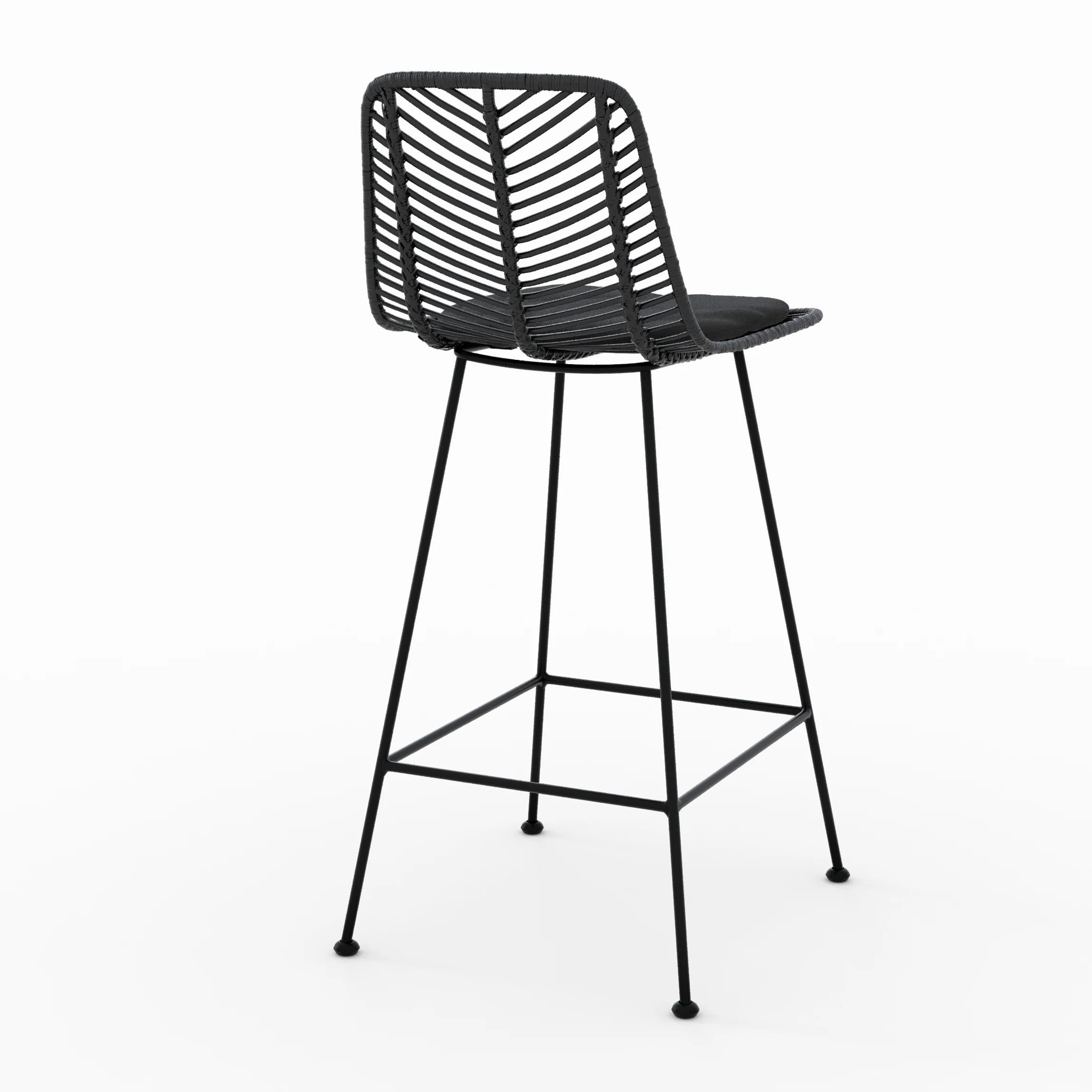 Lot de 2 chaises pour îlot central 66 cm en rotin noir - Tamara