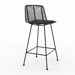Lot de 2 chaises pour îlot central 66 cm en rotin noir - Tamara