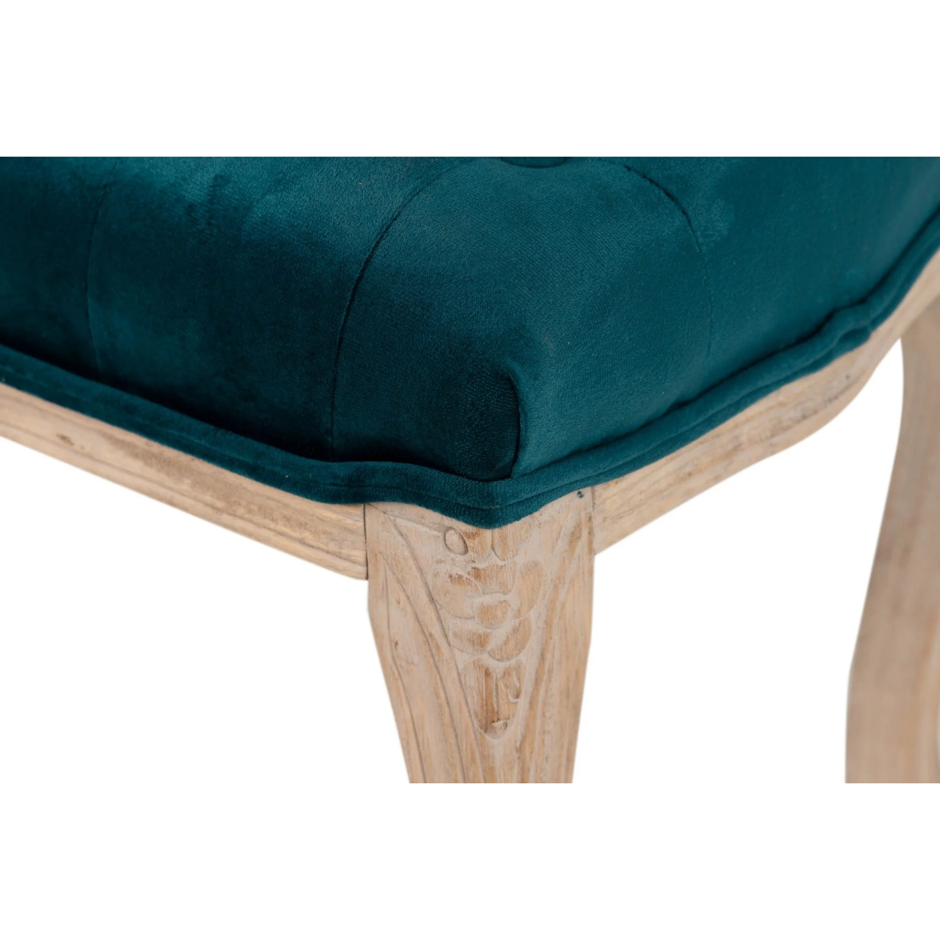 Pie Cama Velvet Capitone Patas Madera 110x36x47 Cm