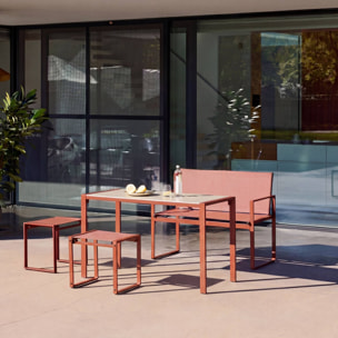 Table de jardin encastrable acier et textilène + 4 assises TAVENA