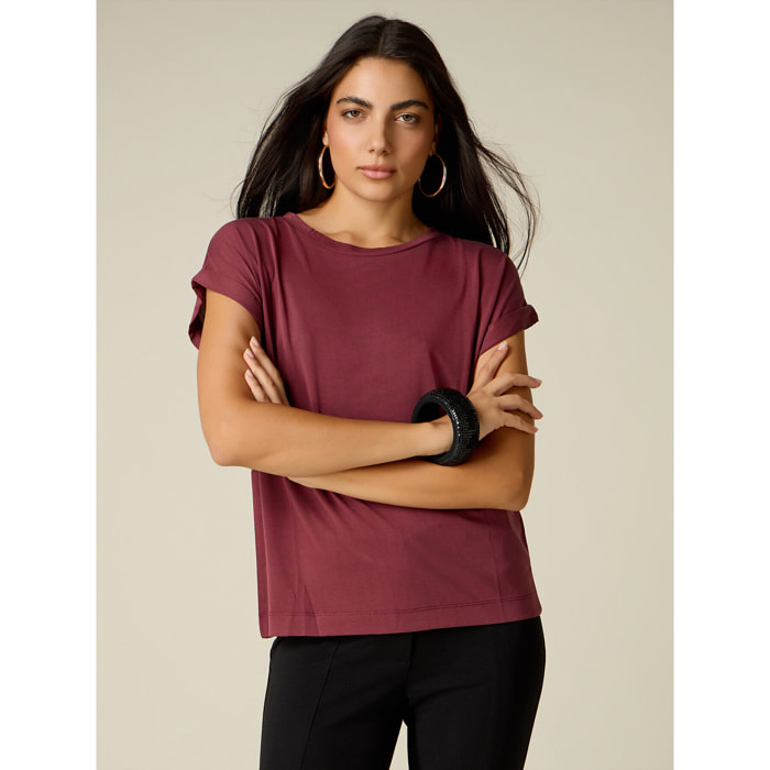 Oltre - T-shirt misto modal - Bordeaux