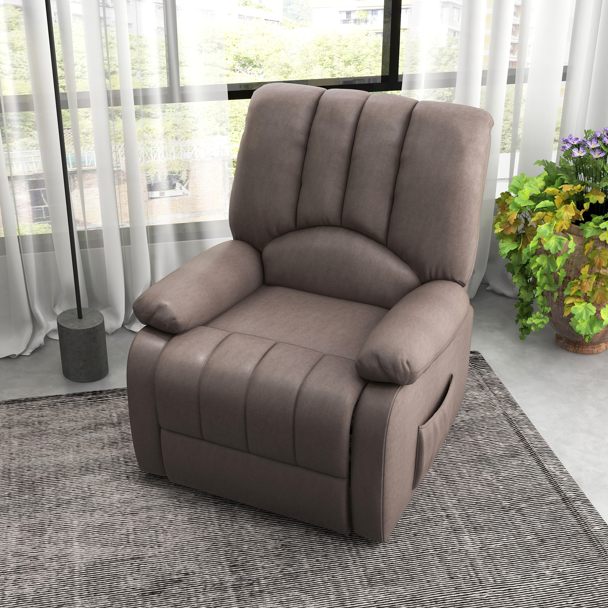 Fauteuil de relaxation électrique - fauteuil releveur inclinable - repose-pied ajustable - microfibre polyester gris