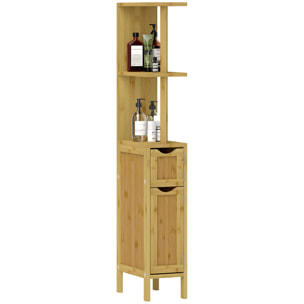 Columna de Baño Mueble de Baño con Puertas y Estantes Abiertos Armario de Baño Moderno 18x30x120 cm Natural