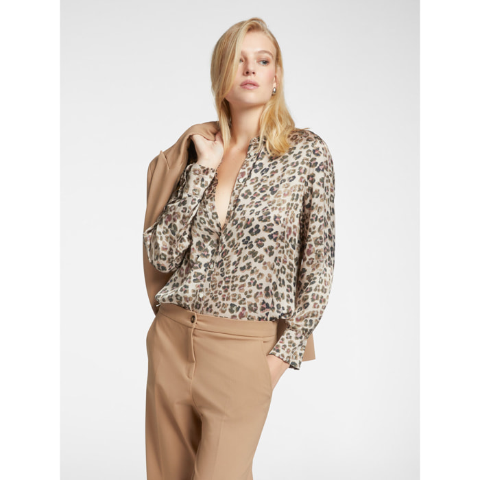 Elena Mirò - Camisa con estampado animalier - Beige