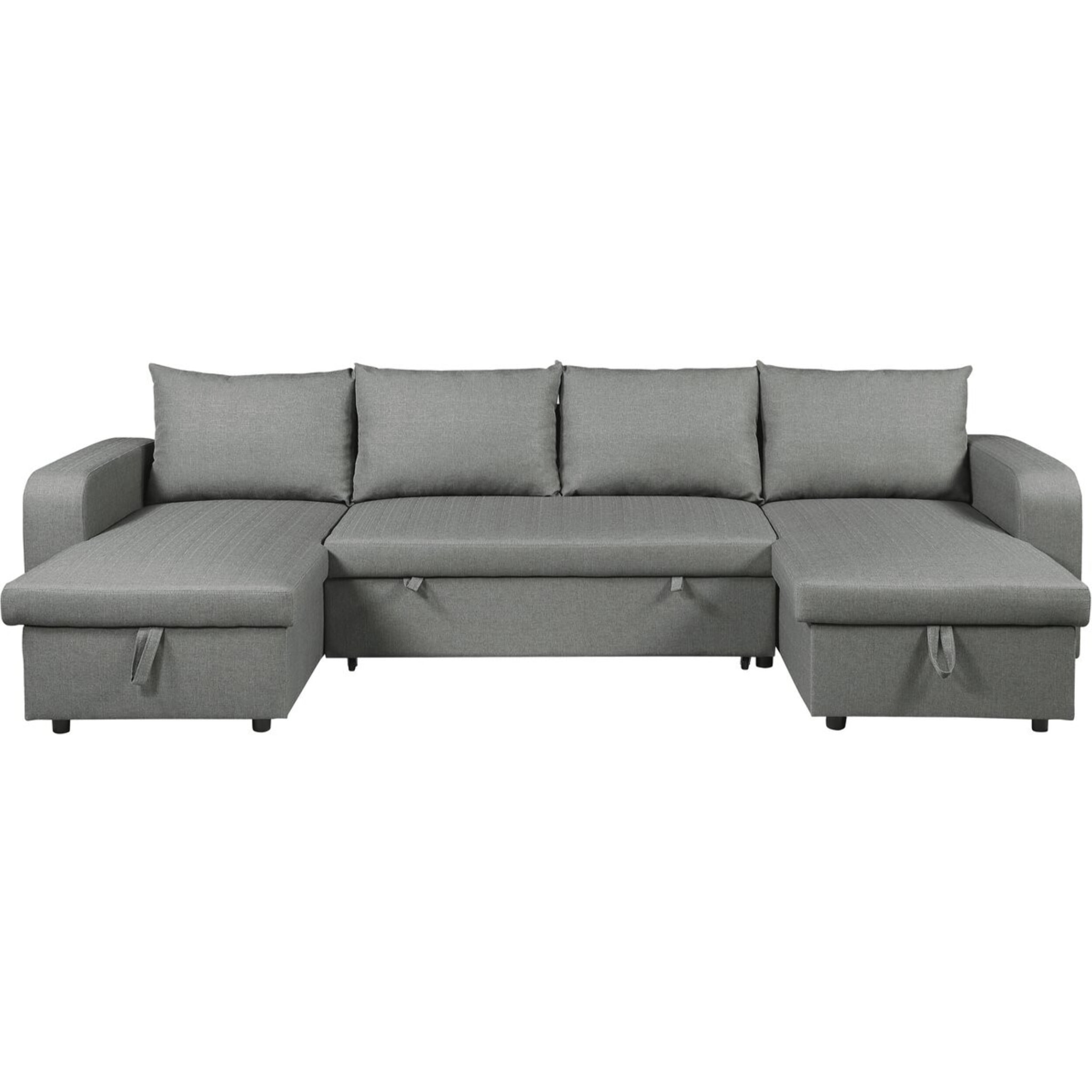 Canapé d'angle panoramique convertible en tissu "Victor" - 4 places - Gris