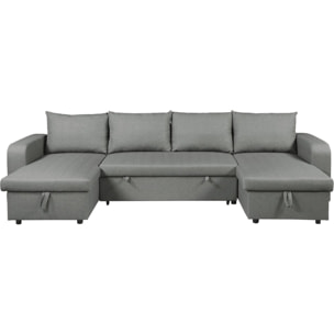 Canapé d'angle panoramique convertible en tissu "Victor" - 4 places - Gris