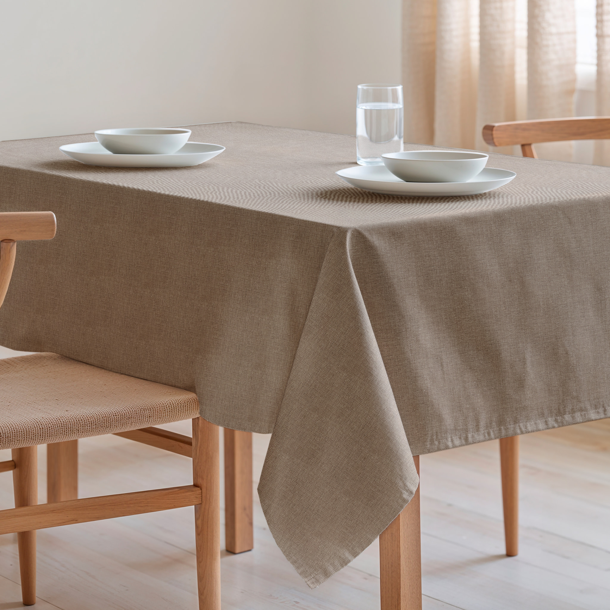 Nappe jacquard unie antitache INDRA TAUPE