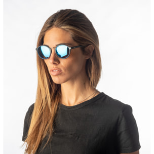 Gafas de sol OCEAN LILLE - Negro mate / Revo azul cielo