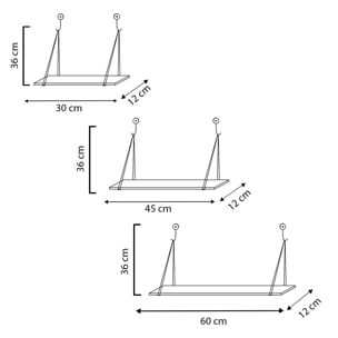 Set de 3 estantes de pared Airas metal negro y madera de Paulownia