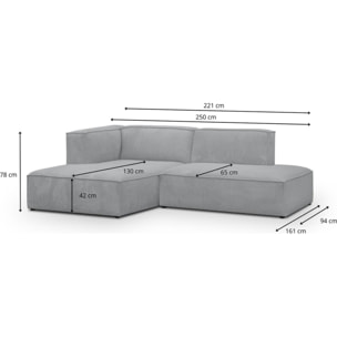Canapé d'angle à gauche modulable 4 places en velours côtelé - REZIA