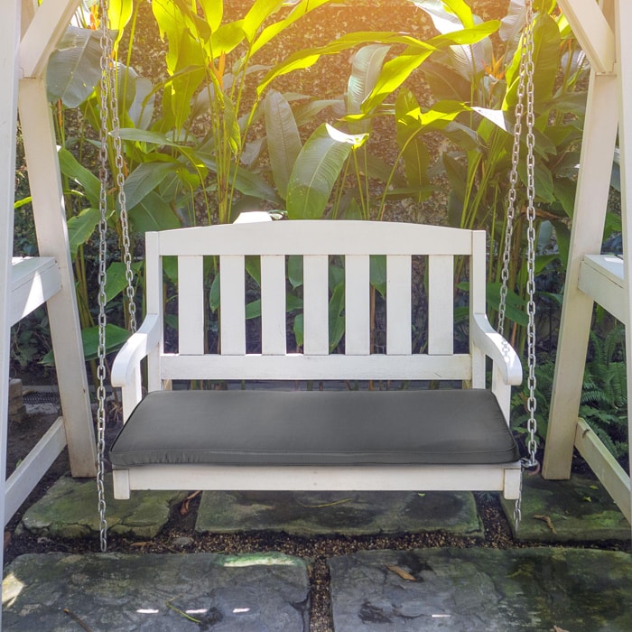 Coussin matelas assise pour banc de jardin balancelle canapé 2 places - déhoussable - dim. 110L x 46l x 5H cm - polyester gris