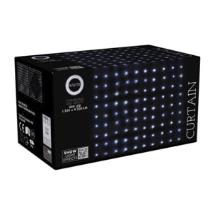 conjunto de luces de cortina con 400 luces led blanco con control remoto de 20 cuerdas