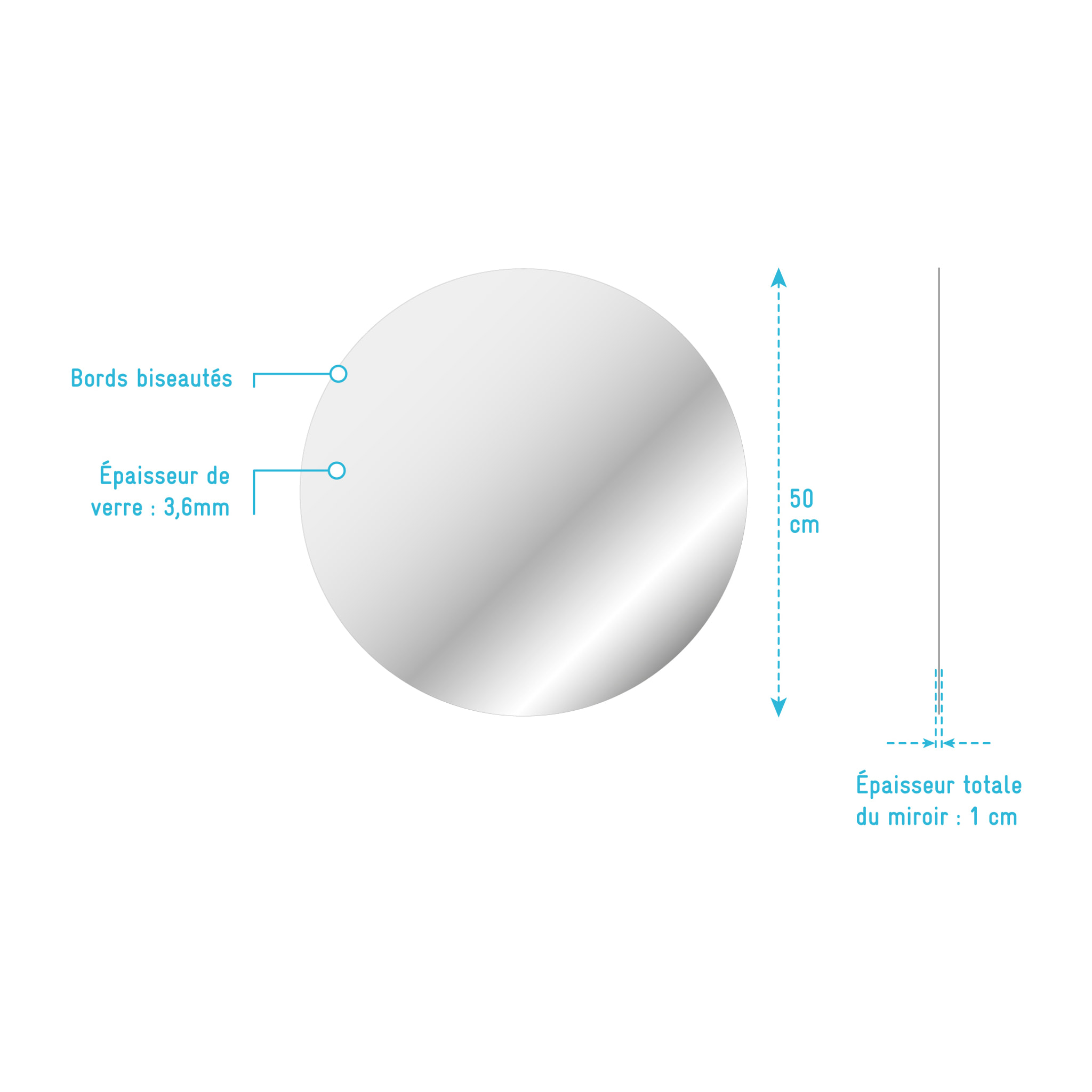 Miroir salle de bain ROND - Diamètre 50cm - GO