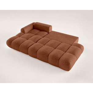 Yulin - Canapé d'angle ouvert gauche 4 places convertible avec coffre en tissu bouclette - Rouille