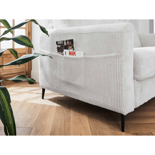 Owen - canapé lit 3 places convertible express couchage quotidien 140 cm matelas 12 cm en velours côtelé - Gris clair
