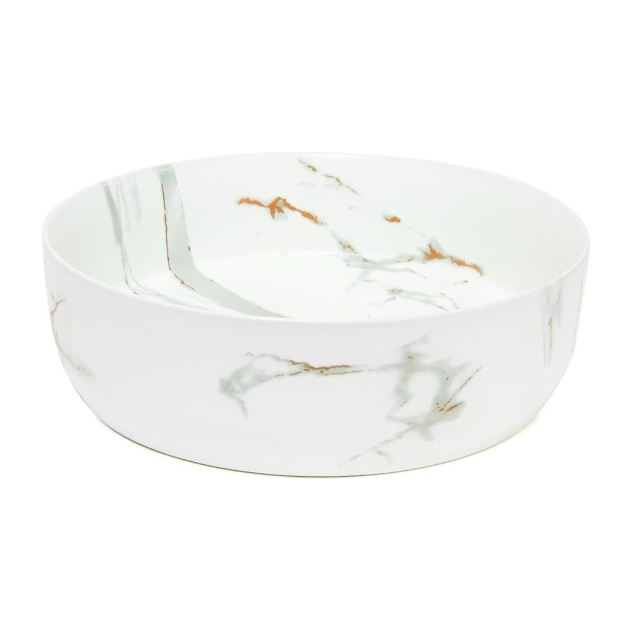 Vasque à poser ronde diamètre 39 cm - effet marbre blanc mat - sans trop-plein - SAT Infinitio