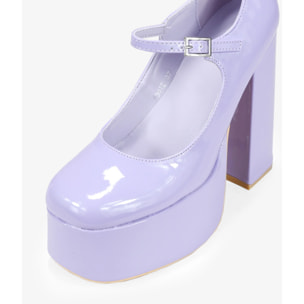Zapatos Mary Jane lila tacón XXL y plataforma
