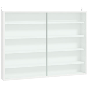 Vitrina de Pared Vitrina de Madera con Estantes Ajustables y 2 Puertas Correderas de Vidrio para Colecciones Perfumes Figuras de Decoración 80x9,5x60 cm Blanco