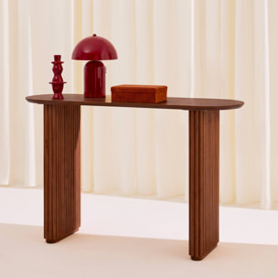 Console ovale bois d'hévéa placage chêne GABRIELLE