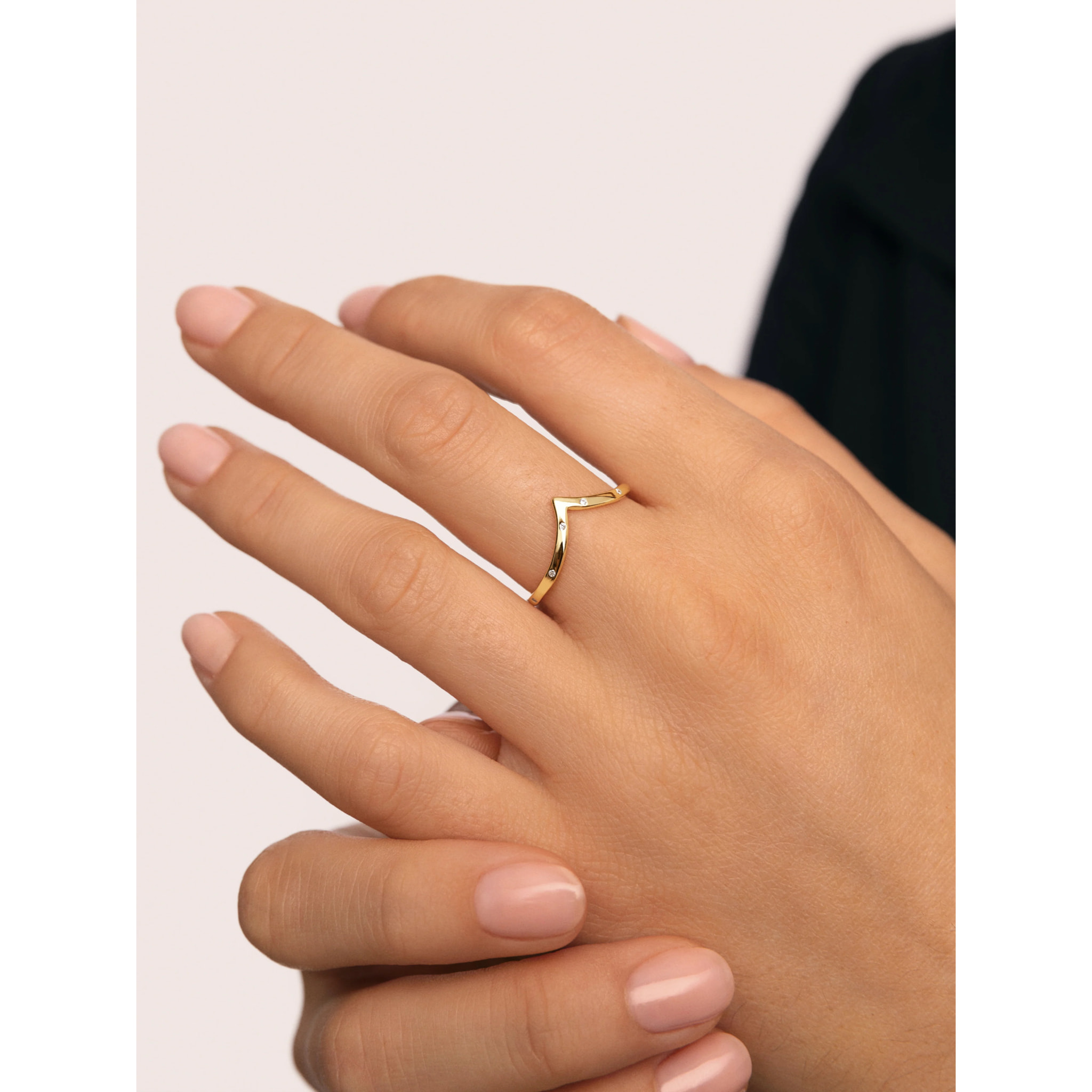 Anillo Doble Peak Pink Plata Baño Oro