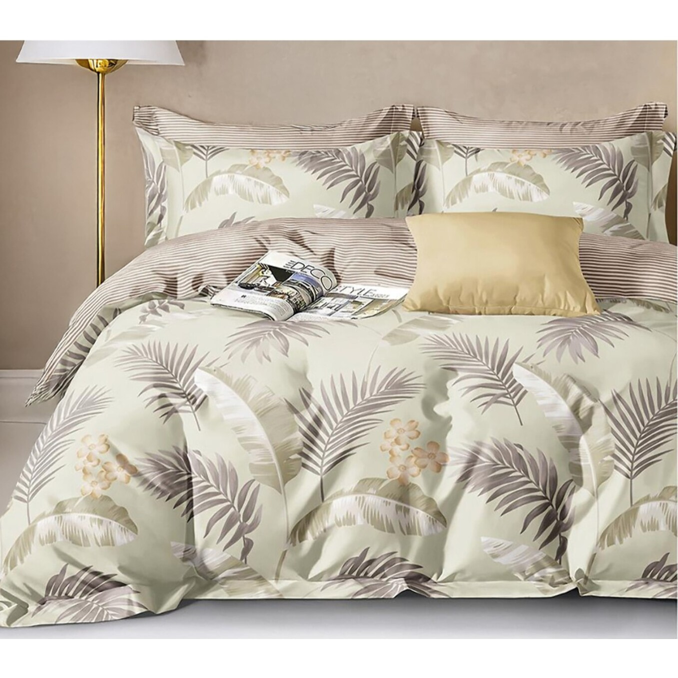 Parure housse de couette avec taie à volant 100% coton - Amonda