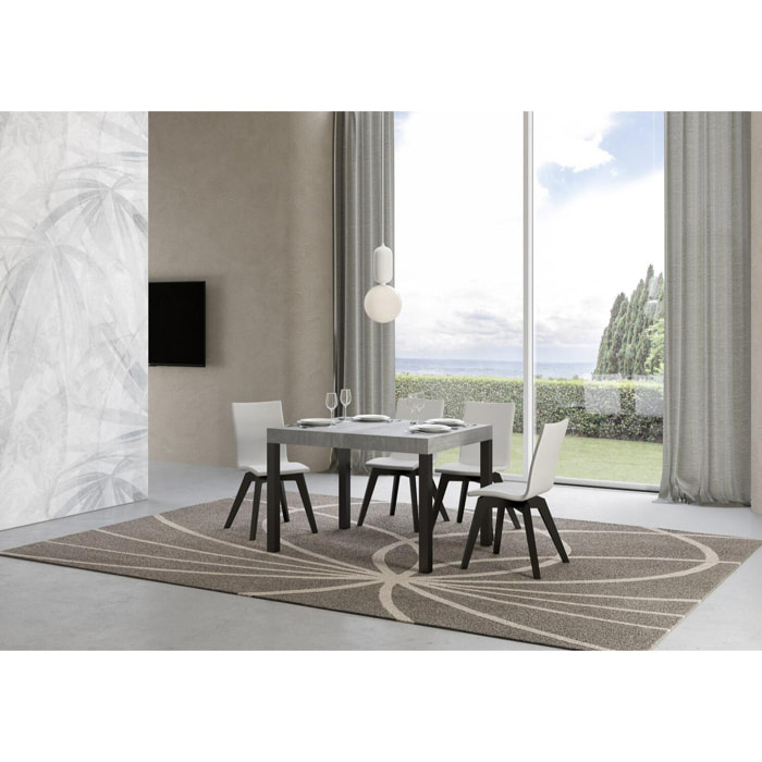 Table extensible 70x110/194 cm Everyday Gris Béton cadre Anthracite