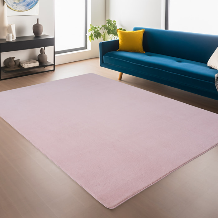 ALBA - Tapis doux rose à poils courts