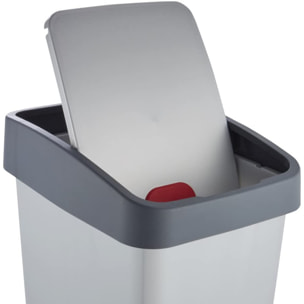 Cubo de Basura Premium con Tapa Abatible, Tacto Suave, color Plateado