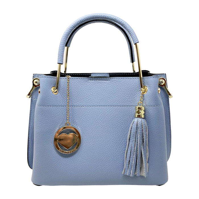 Chicca Borse - Borsa a Mano Donna in Vera Pelle - Colore Carta Zucchero