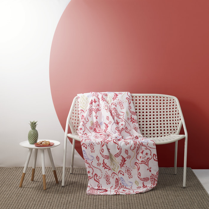 BASSETTI Telo Arredo/Multiuso Papel 270x270 in 100% Cotone_Corallo