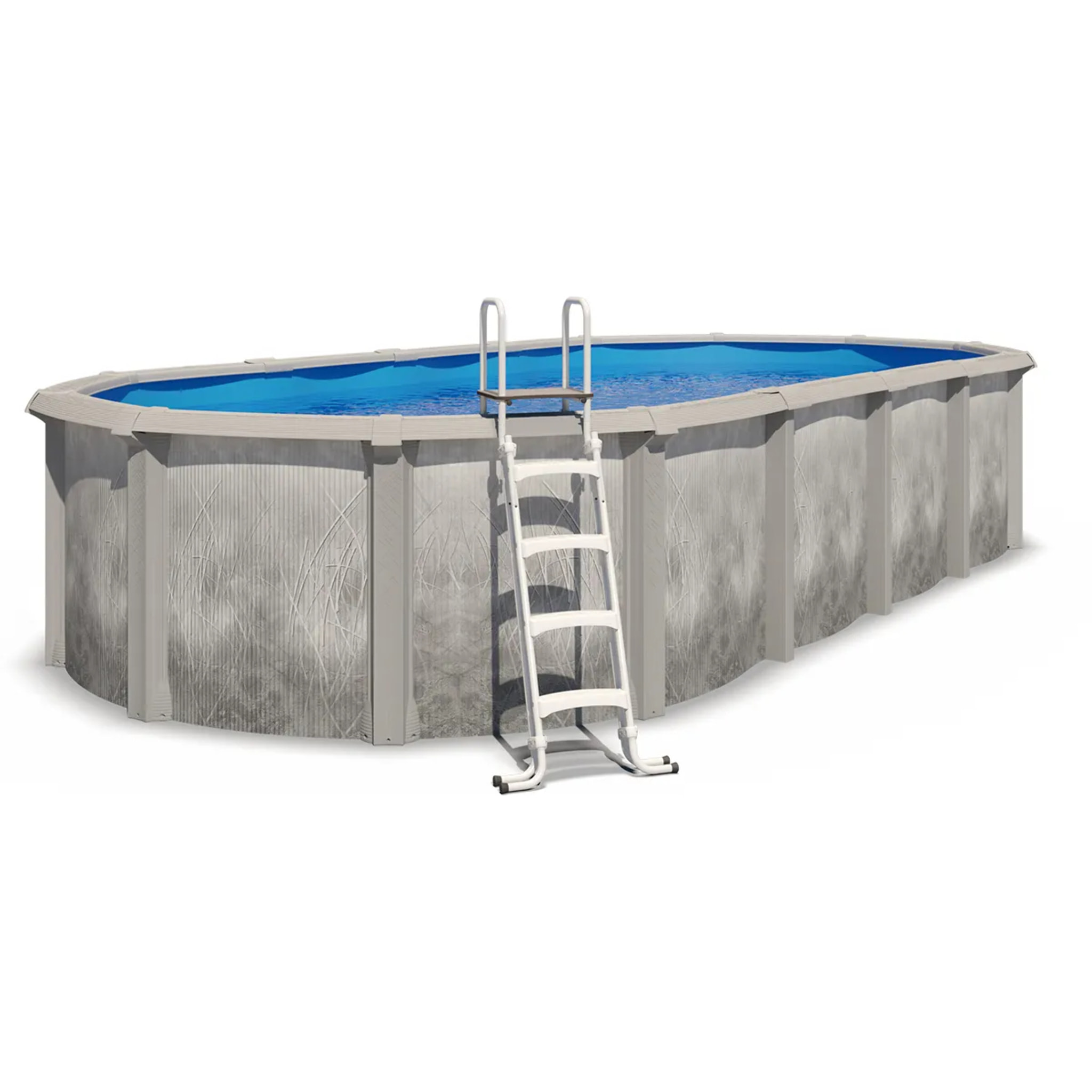Piscine hors sol acier et résine ovale 7,30 x 3,65 x 1,32 m gris dégradé LIBERTY