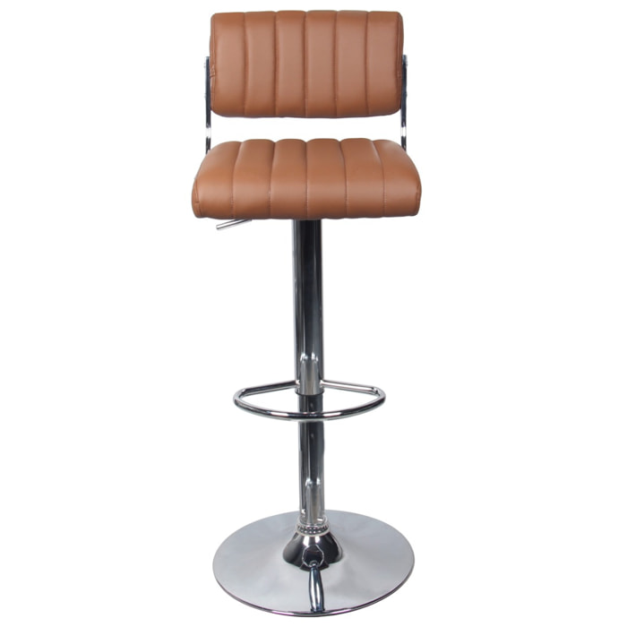 Lot de 2 chaises de bar réglables 61/83 cm en cuir synthétique marron - Houston