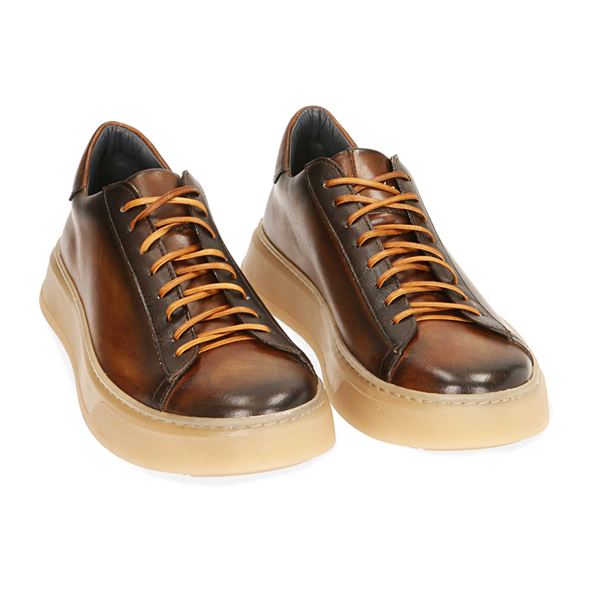 Sneakers cognac in pelle