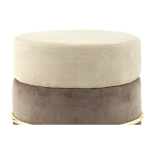Pouf Rotondo Matilda in Velluto Marrone con Struttura Oro