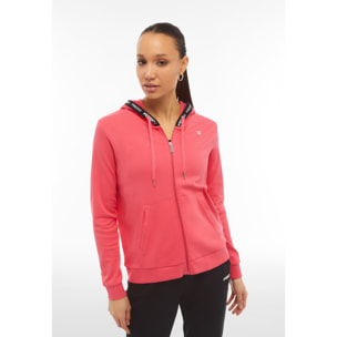 Tuta donna in cotone interlock con zip e cappuccio bordato