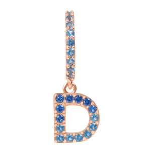 Orecchino Pendente con Lettera D in Pavé di Cubic Zirconia Blu
