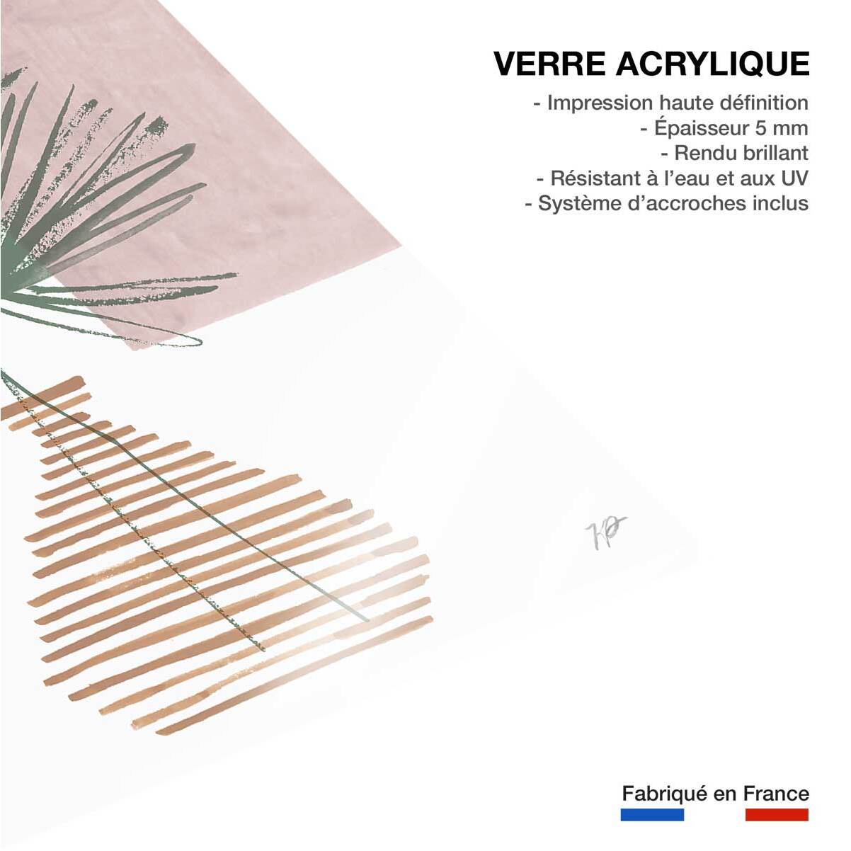 Decoration fleurs Feuille en éventail Tableau plexiglas