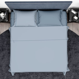 INTRECCI Completo Lenzuola Letto Singolo in Cotone Bicolore, Set Biancheria Letto 1 Piazza Lenzuolo con Angoli + Lenzuolo Sopra + 1 Federa Azzurro Blu