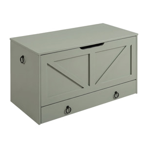 Kura - Cassapanca contenitore 100x50x40 cm Portaoggetti con Cerniere di Sicurezza e con Cassettiera in Legno Salvia